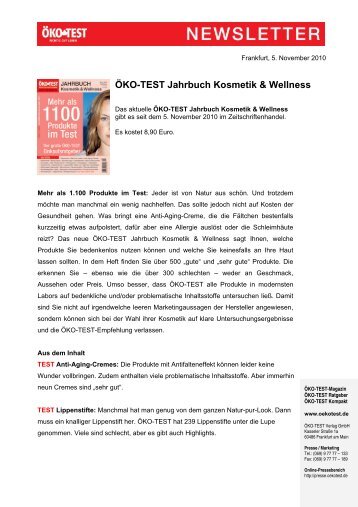 ÖKO-TEST Jahrbuch Kosmetik & Wellness - Presse - Öko-Test