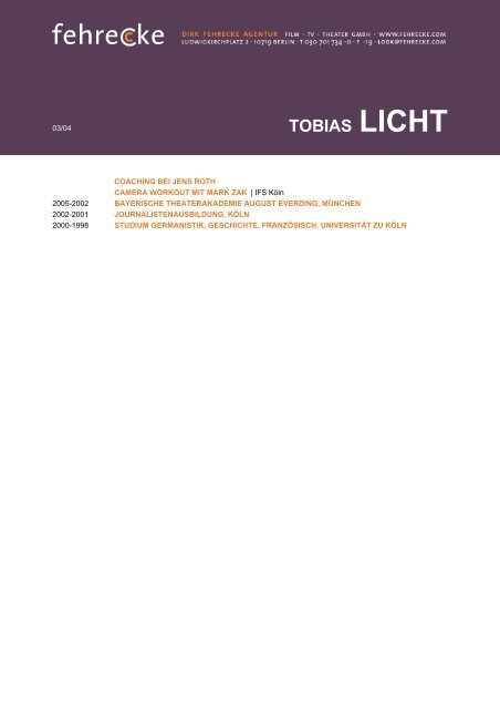 TOBIAS LICHT - Agentur Fehrecke