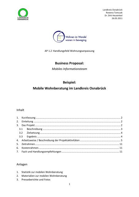 Business Proposal: Beispiel: Mobile Wohnberatung im Landkreis ...