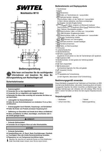 Mobiltelefon M110 Bedienungsanleitung - SWITEL Senior