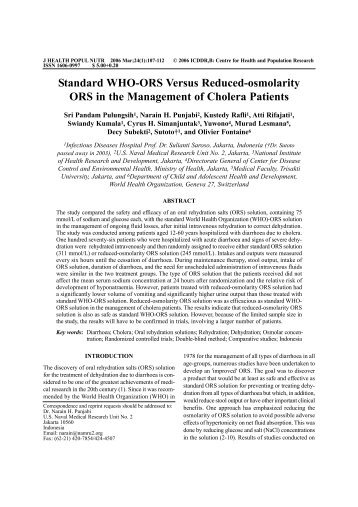 Standard WHO-ORS Versus Reduced-osmolarity ORS in the ...