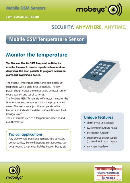 temperaturlarm via sms i din mobiltelefon - Termometer.se