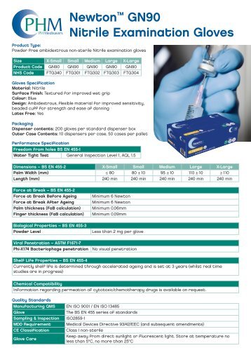 Newton™ GN90 Nitrile Examination Gloves - PH Medisavers Limited