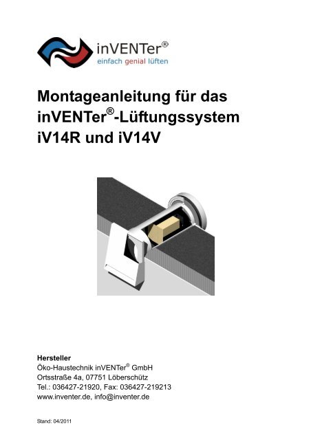 Montageanleitung für das inVENTer -Lüftungssystem iV14R und ...