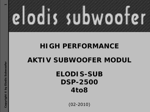 ELODIS-SUB DSP-2500 4to8 - Elodis Subwoofer, speaker