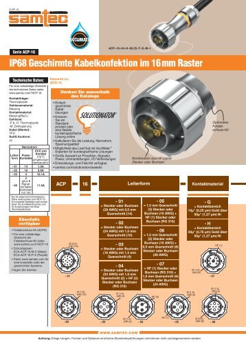 IP68 Geschirmte Kabelkonfektion im 16 mm Raster - Samtec