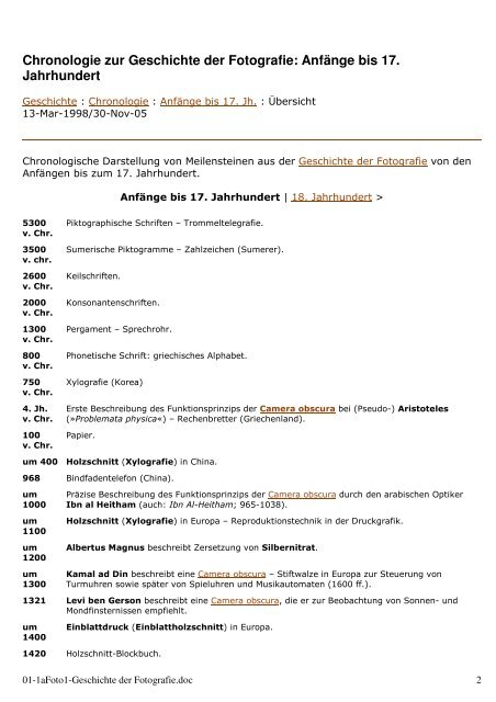 Chronologie zur Geschichte der Fotografie - AWO-Mettmann