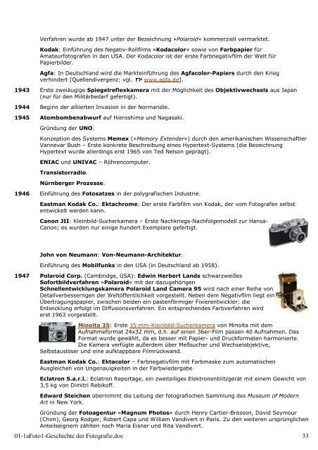 Chronologie zur Geschichte der Fotografie - AWO-Mettmann