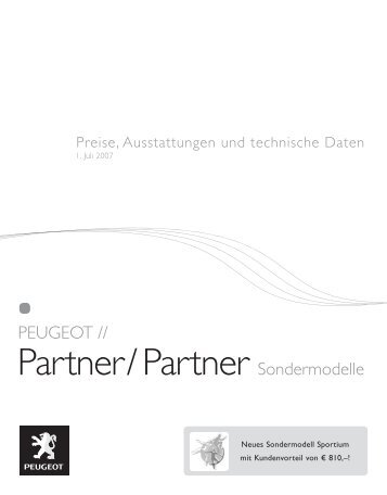 Partner/Partner Sondermodelle - PEUGEOT Presse