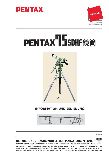 Download der kompletten Produktinformationen (30 S., 715 ... - Pentax