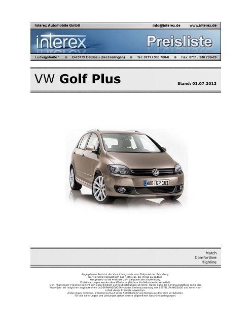 VW Golf Plus - Interex Automobile GmbH