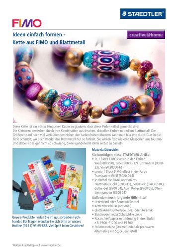 Ideen einfach formen - Kette aus FIMO und Blattmetall