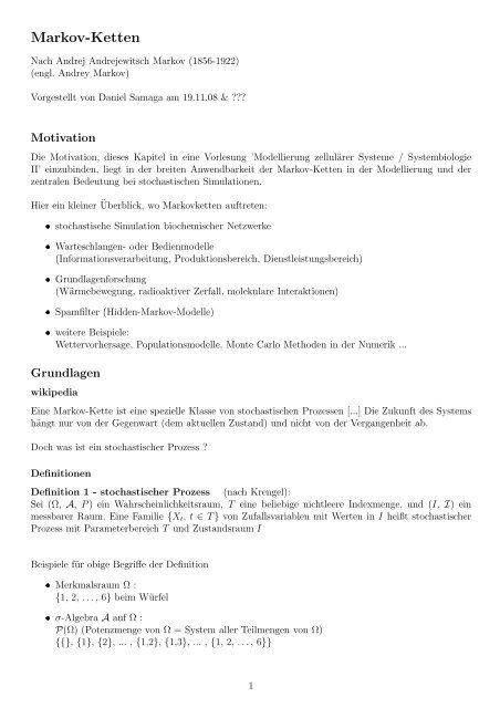 Markov-Ketten - Max-Planck-Institut für Dynamik komplexer ...