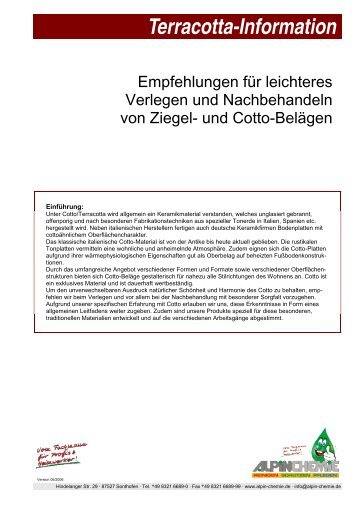 Terracotta-Information - Alpin-Chemie GmbH