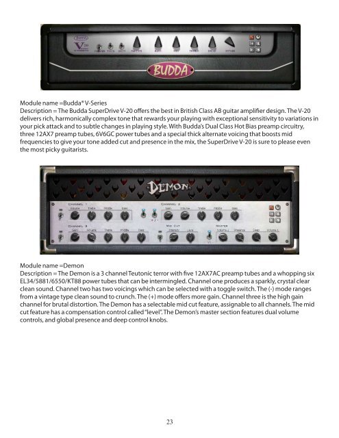 Table of Contents Section Page - Peavey