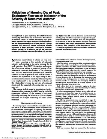 Validation of Morning Dip of Peak Flow as an Indicator of the ... - Chest