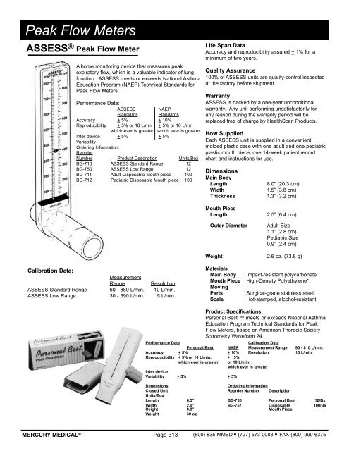 Healthscan Peak Flow Meter Chart