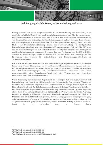 Ankündigung Marktanalyse: Instandhaltungssoftware