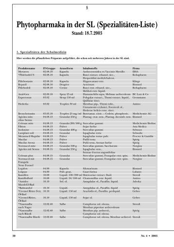 Phytopharmaka in der SL (Spezialitäten-Liste) - Astral