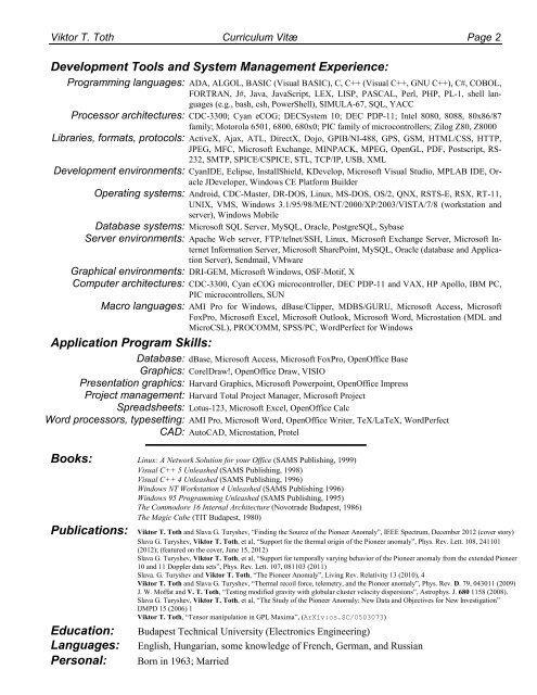 resume - Viktor T. Toth