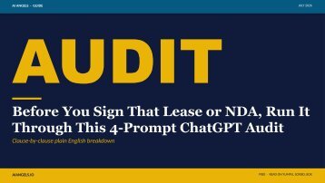 Before You Sign That Lease or NDA, Run It Through This 4-Prompt ChatGPT Audit — A 13-Slide Visual Guide for