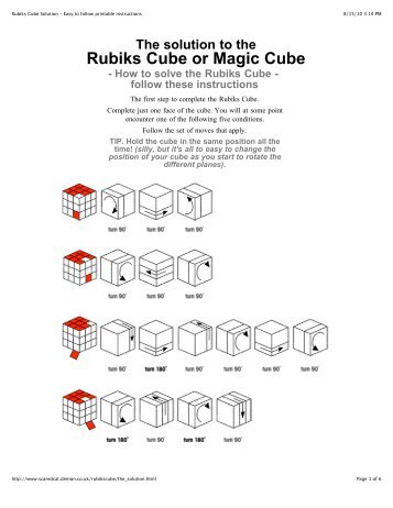 Rubiks Cube Solution - Easy to follow printable instructions