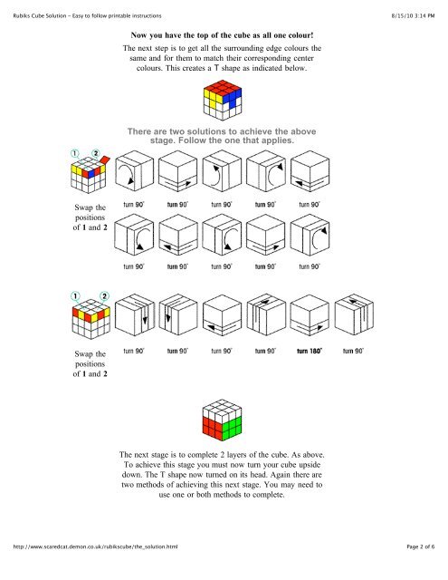 Rubiks Cube Solution - Easy to follow printable instructions