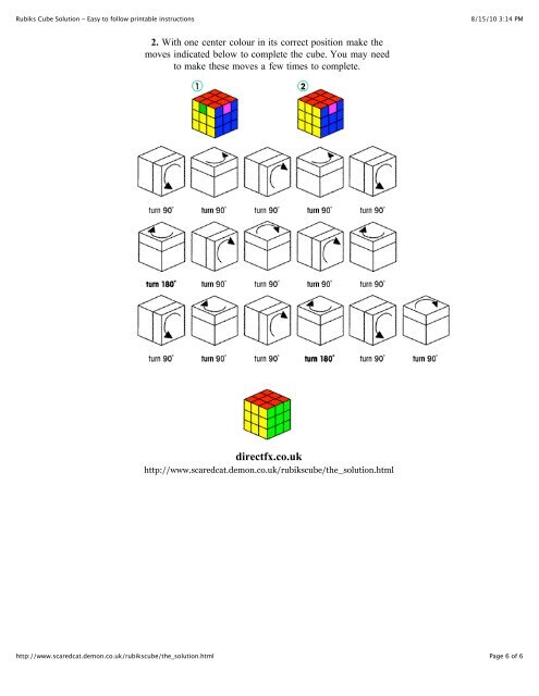 Rubiks Cube Solution - Easy to follow printable instructions