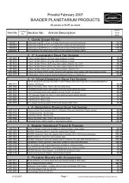 Price list with short article description (pdf) - Baader Planetarium