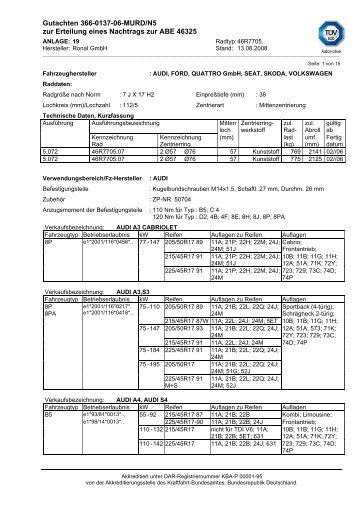 Gutachten 366-0137-06-MURD/N5 zur Erteilung eines ... - e-pneu.cz