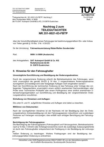 Nachtrag 2 zum TEILEGUTACHTEN NR.351-0021-03-FBTP
