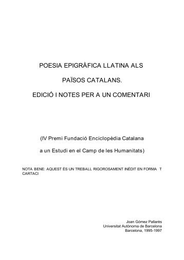 Poesia epigràfica llatina als Països Catalans. Edició i - Hipatia ...