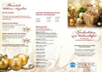 Geschenkideen zum Weihnachtsfest - Königliche Kristall-Therme ...