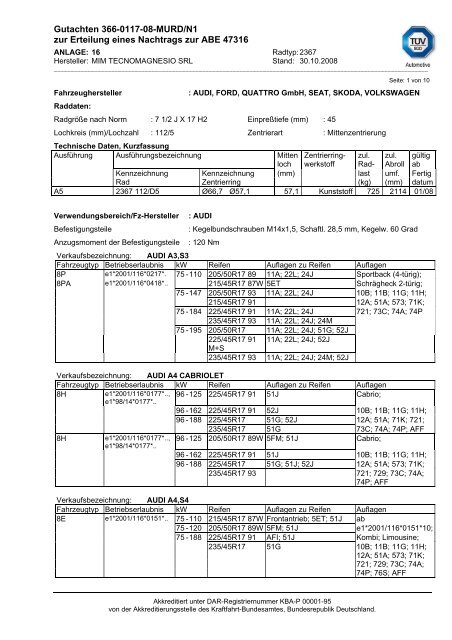 Gutachten 366-0117-08-MURD/N1 zur Erteilung eines Nachtrags ...