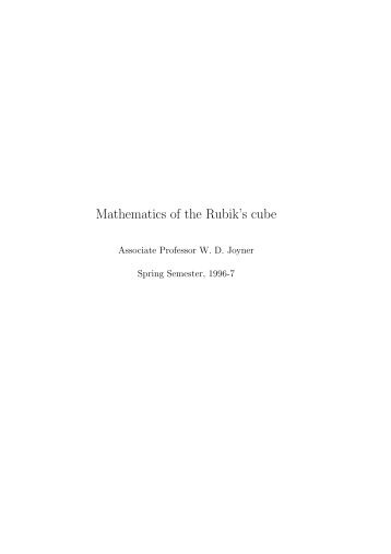 Mathematics of the Rubik's cube