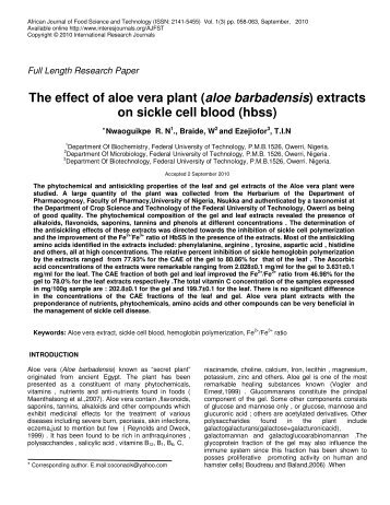 The effect of aloe vera plant (aloe barbadensis) - International ...