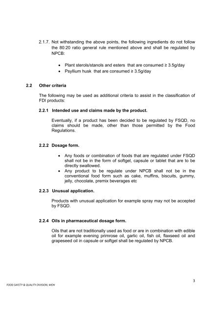 GUIDE TO CLASSIFICATION OF FOOD-DRUG INTERFACE ...