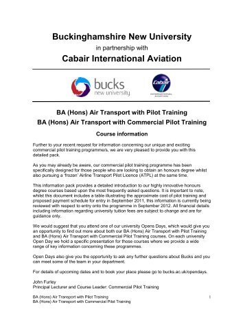 Air Transport with Commercial Pilot Training - Buckinghamshire ...