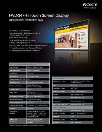 FWD-S47H1 Touch Screen Display - Sony