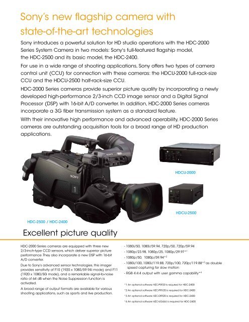 HDC-2000 Series HD Camera - Sony