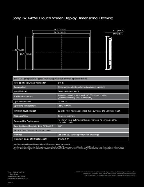 FWD-S42H1 Touch Screen Display - Sony