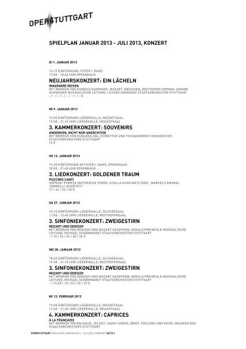 SPIELPLAN JANUAR 2013 - JULI 2013, KONZERT ... - Oper Stuttgart