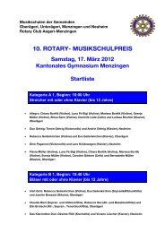 10. ROTARY- MUSIKSCHULPREIS Samstag ... - Schule Unterägeri