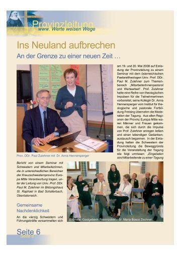 Zum ausführlichen Bericht in den "Provinz-Spuren" - Kreuzschwestern