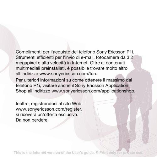 Complimenti per l'acquisto del telefono Sony Ericsson P1i. Strumenti ...