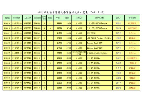 本校資訊設備一覽表