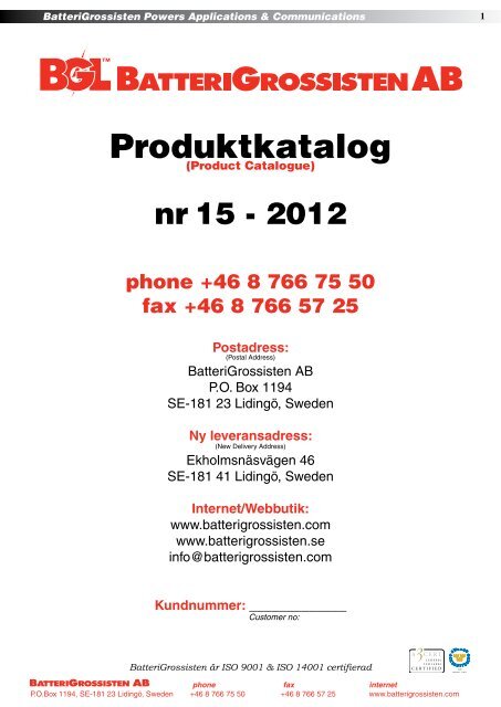 Produktkatalogen Nr. 15-2012 - BatteriGrossisten