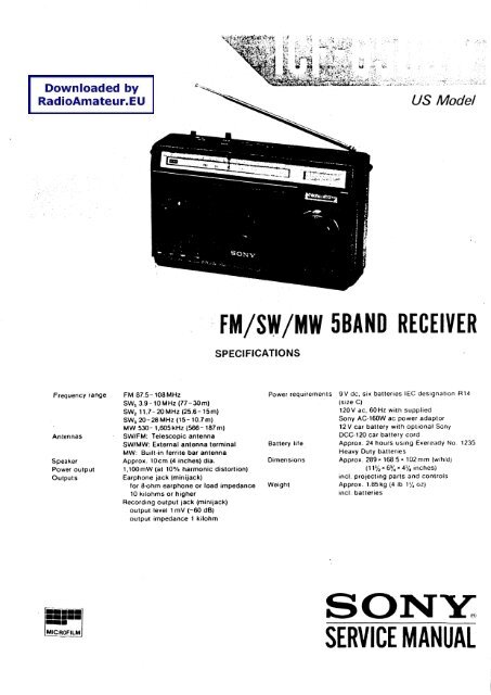 Sony ICF-6500W service manual