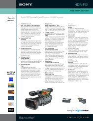 Sony HDR-FX1 HD Video Camera Rental - brochure - Avista Rentals
