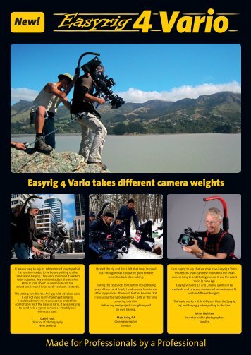 Easyrig 4 Vario takes different camera weights